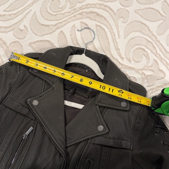 BCBG MaxAzria Genuine Leather Olive Coat with Lace Up XXS - Picture 16 of 16